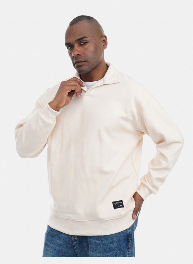 FIRE WOOD FireWood Cashmere Knit Pullover Sweater long sleeve For Men- Light Beige - Image 4
